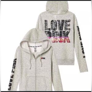 VS PINK 💕 LIMITED EDITION BLING SEQUIN FULL ZIP HOODIE 💕